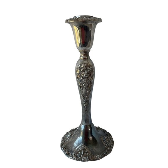 Vintage Godinger Ornate Silver-Plated Candle Holder Intricate Floral Details - Picture 1 of 12